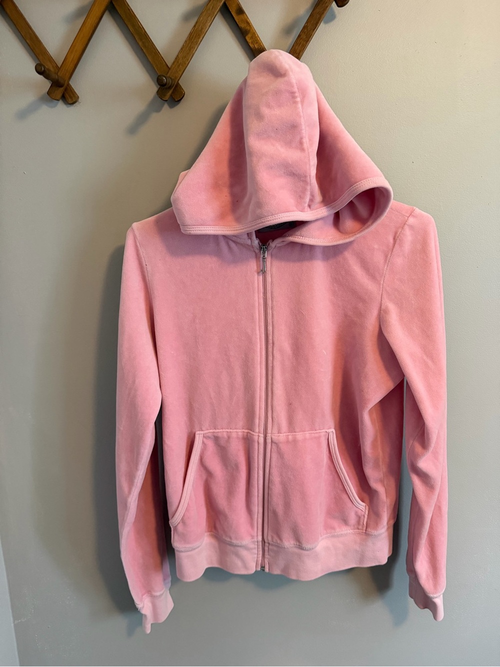 Juicy Couture Vintage Y2K Pink Velour Full Zip Hoodie XL